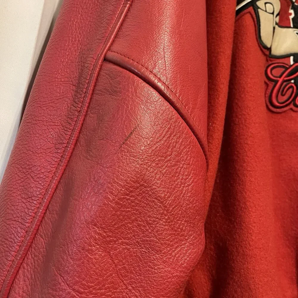 Vintage 90s Avirex 75 Varsity Sport Leather Red New York Bomber Jacket 3XL